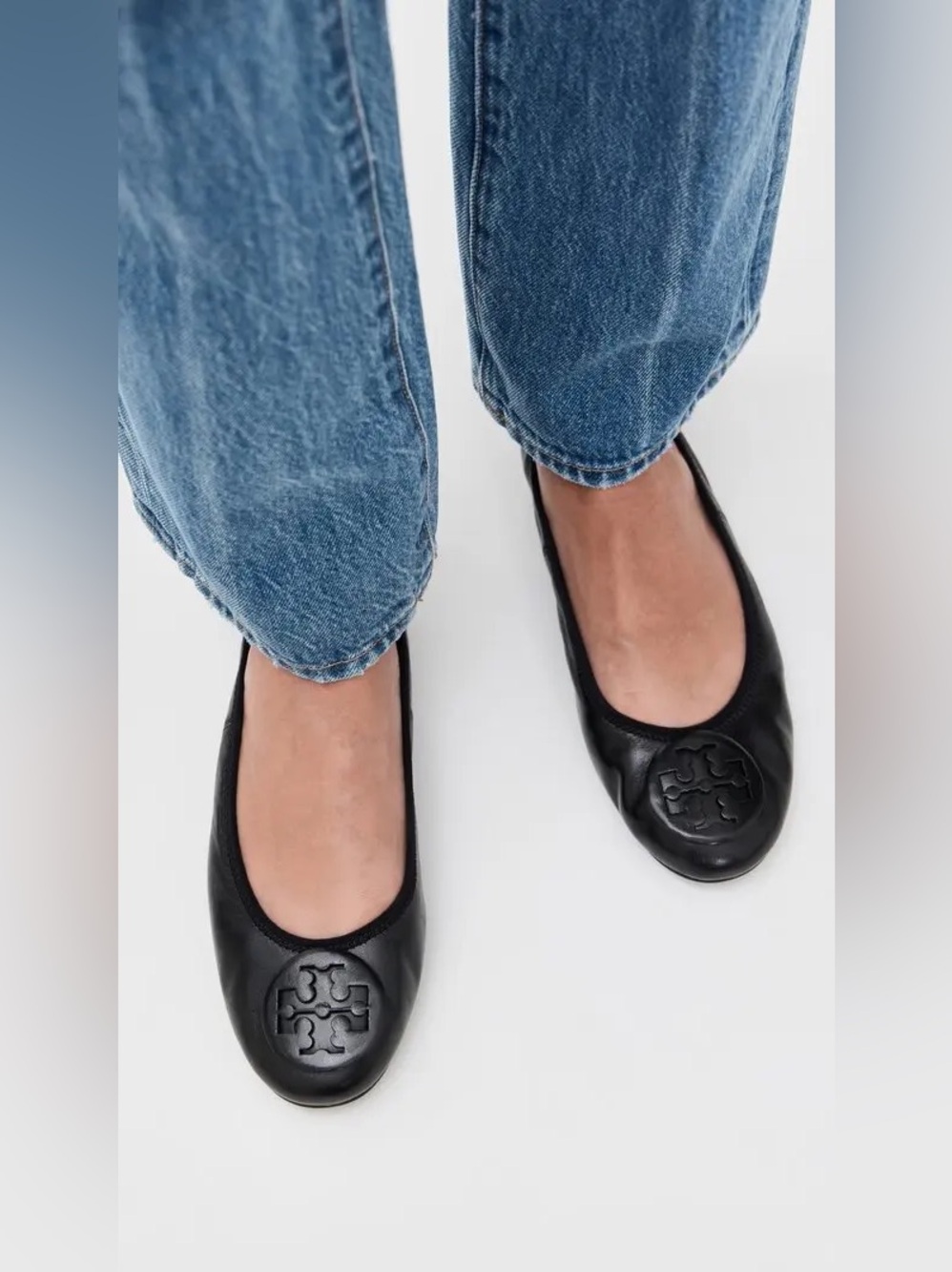 Tory Burch Reva Travel Ballet: Women's Designer Flats Perfect Black Sz 8.5